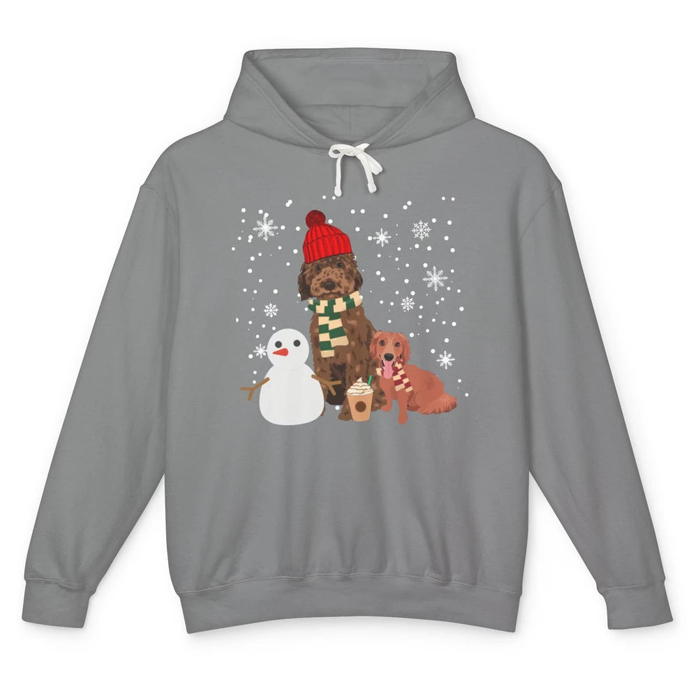 Christmas Goldendoodle Winter Dog Snowman Doodle Xmas Gift Unisex Lightweight Hoodie