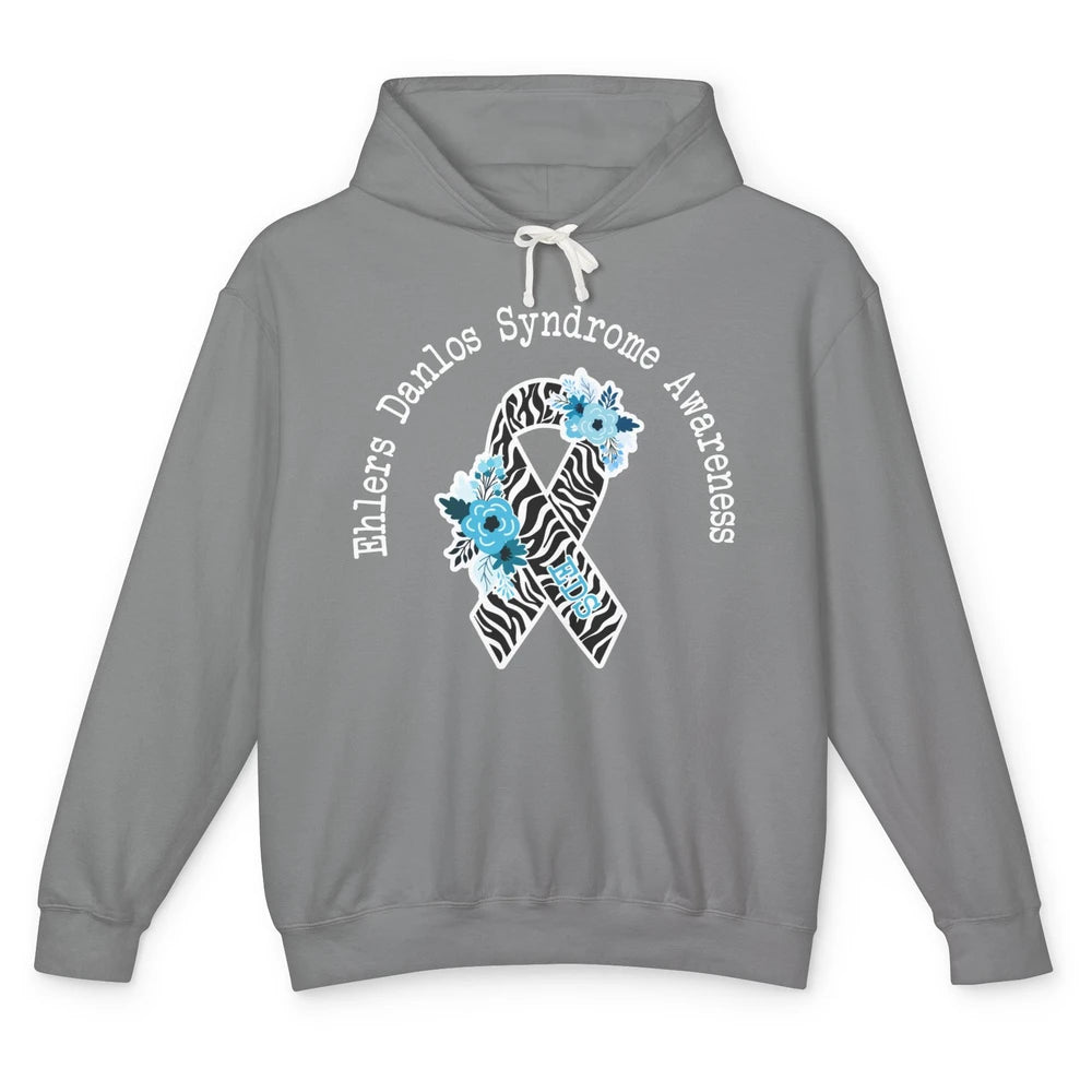 Ehlers Danlos Syndrome Awareness EDS Zibra Ribbon Rainbow Unisex Lightweight Hoodie