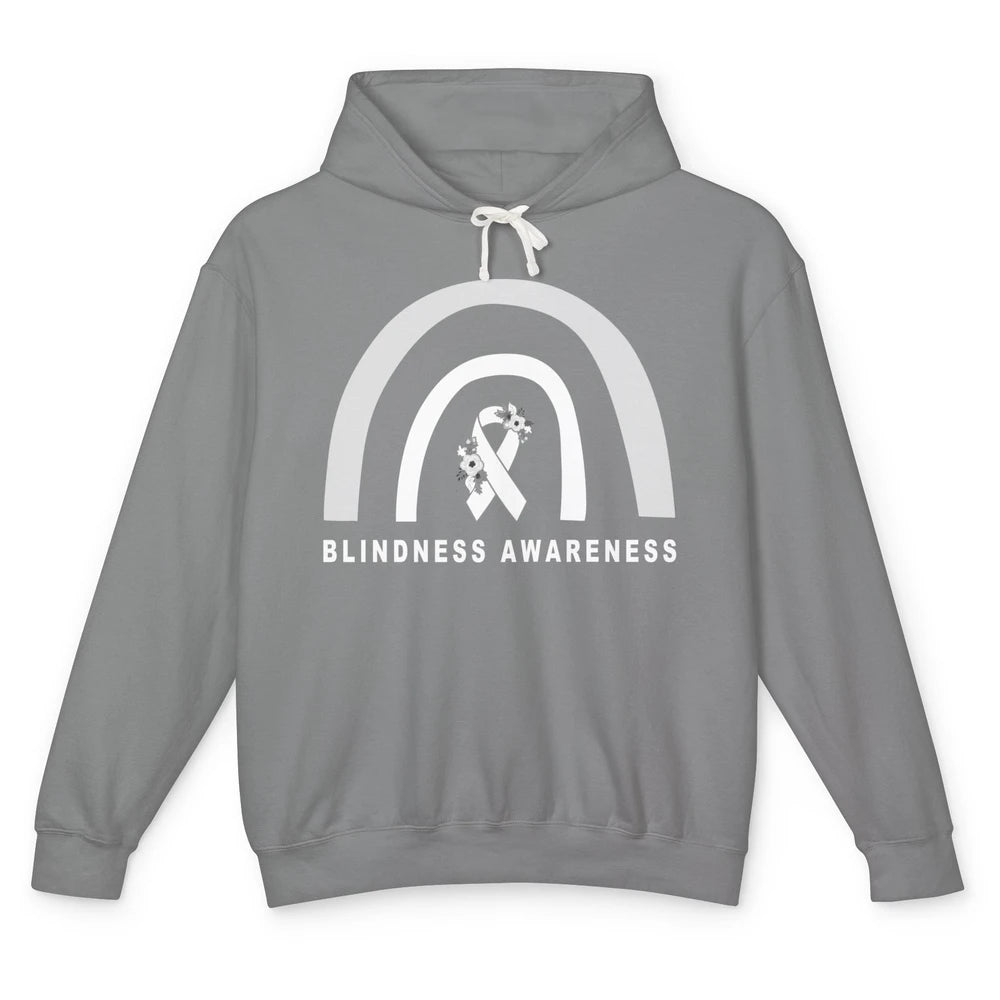 Blindness Awareness Floral White Gray Ribbon Blind Support Unisex Lightweight Hoodie