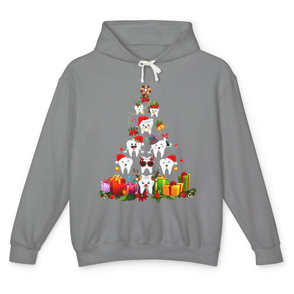 Funny Dentist Cute Teeth Christmas Tree Dental Christmas Unisex Lightweight Hoodie