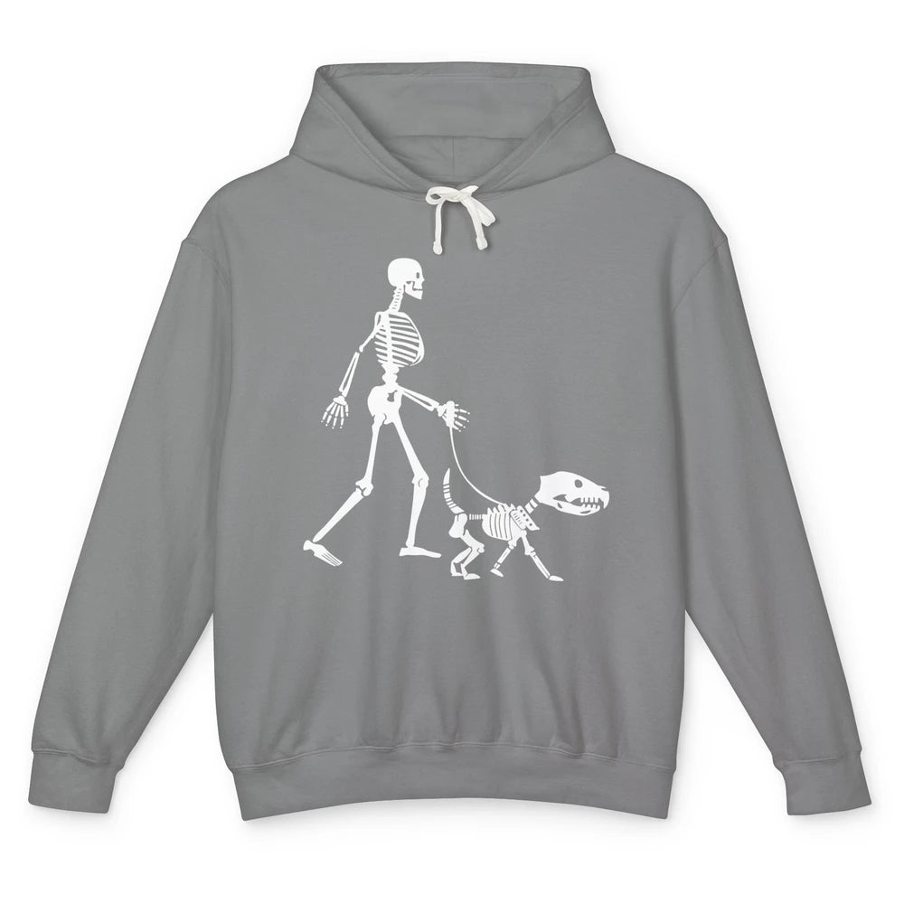 Funny Dog Lover Skeleton Halloween Spooky Death Skull Unisex Lightweight Hoodie