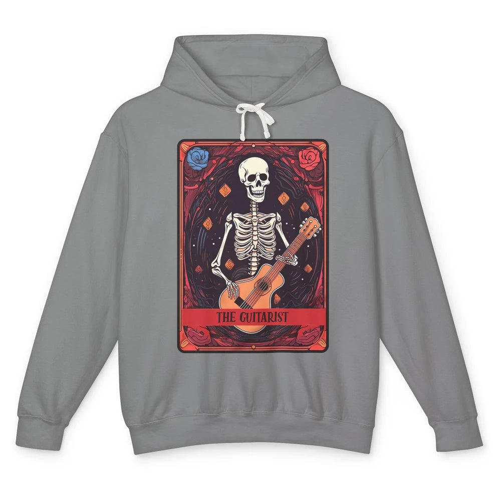 Retro Skeleton Musician The Guitarist Tarot Card Halloween Unisex Lightweight Hoodie