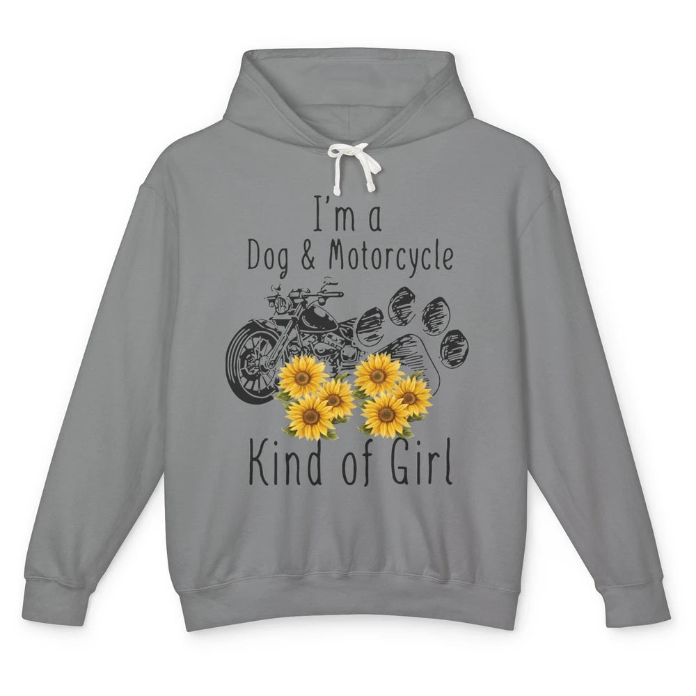 Retro Sunflower Motorbike I'm Dog Motorcycle Kinda Girl Gift Unisex Lightweight Hoodie