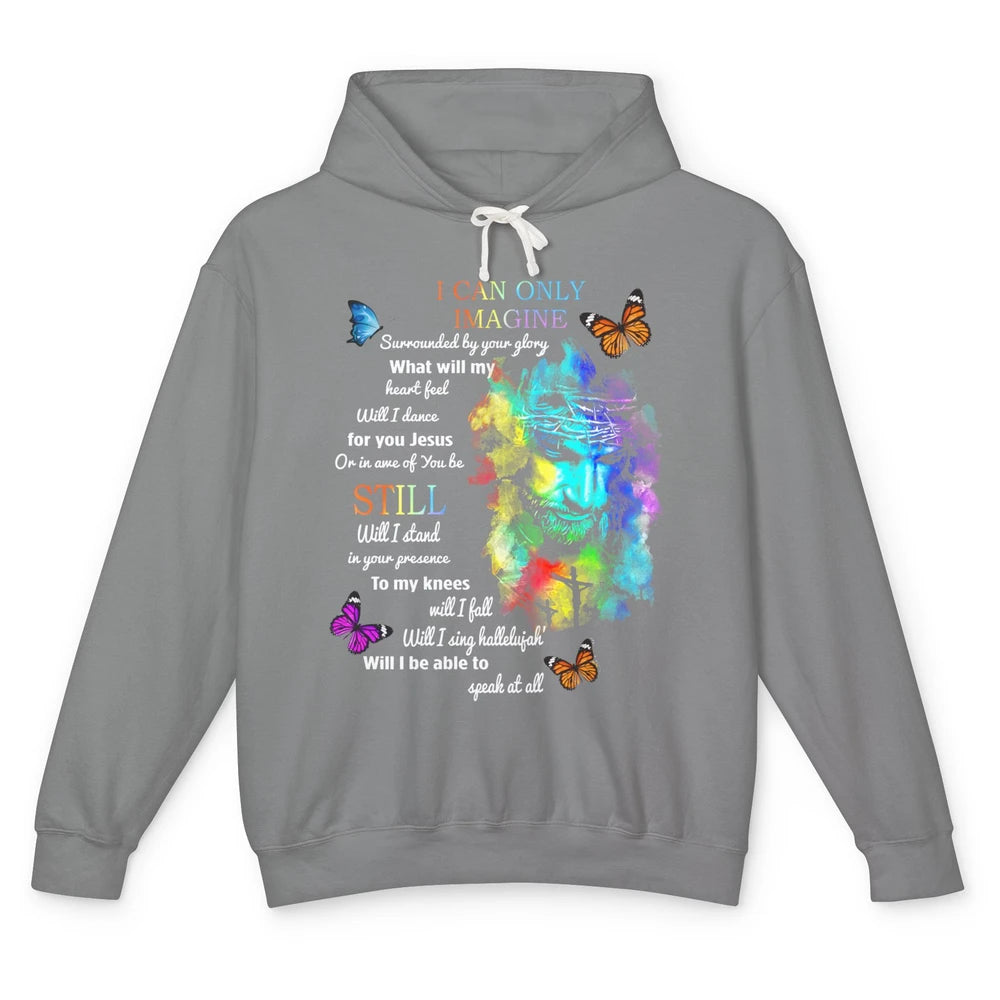 Sunflower Jesus Cross Butterfly I Can Imagine Christian Gift Unisex Lightweight Hoodie