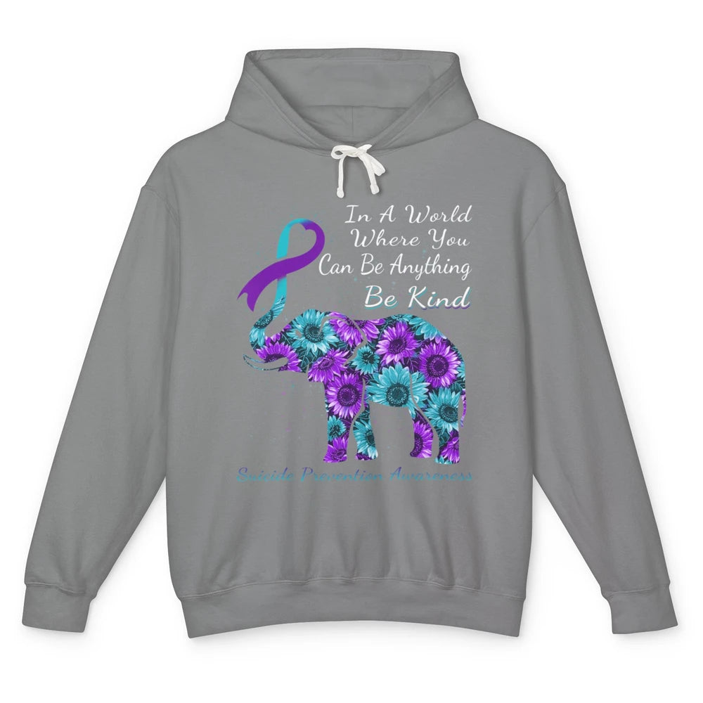 Sunflower Elephant Teal Purple Suicide Prevention Awareness Unisex Lightweight Hoodie