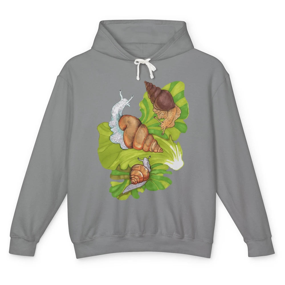 Cool Snail Shell Happy Snails On Leaf Life Watercolor Animal Unisex Lightweight Hoodie