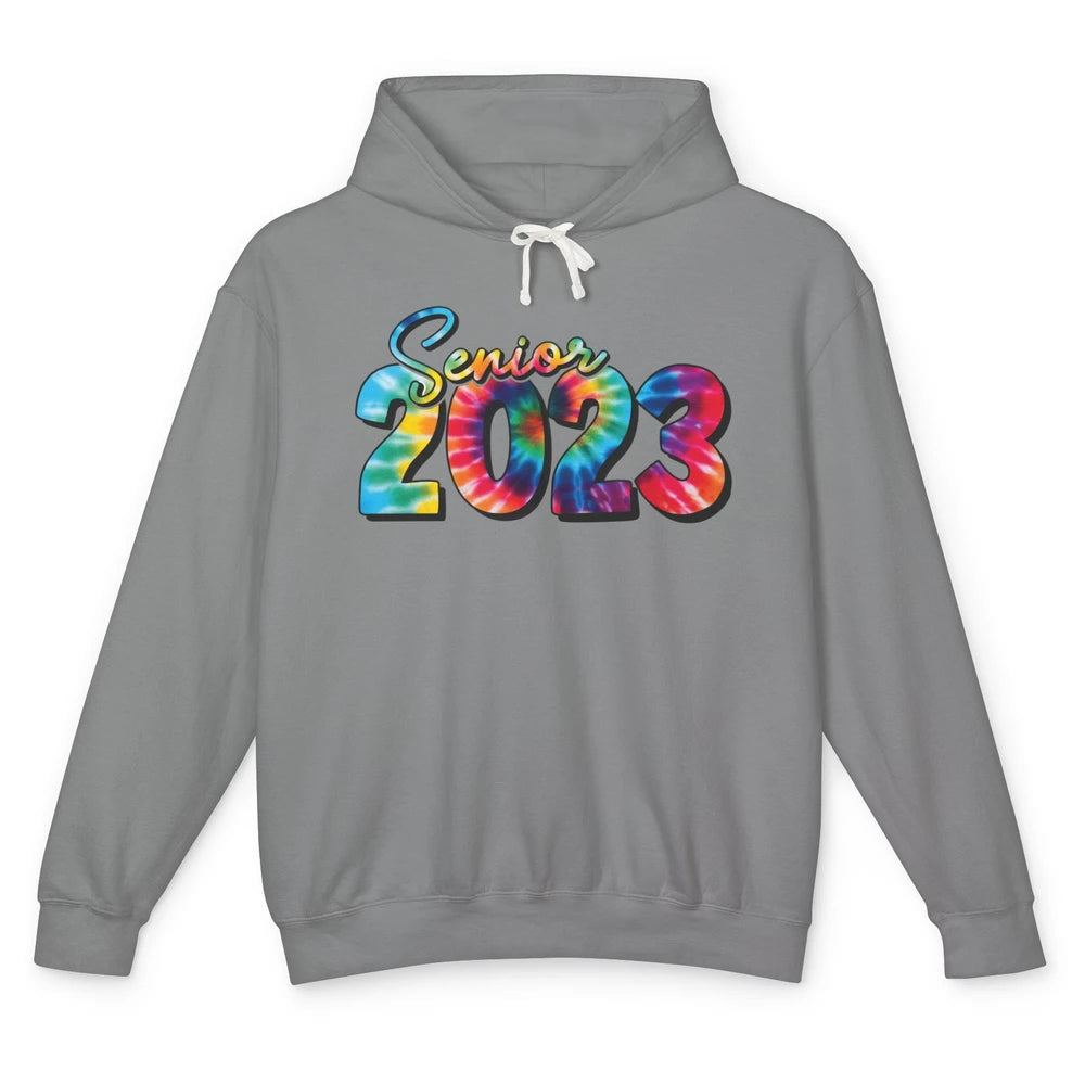 Tie Dye Senior 2023 Class Of 2023 Graduate Bachelor Hat Gift Unisex Lightweight Hoodie