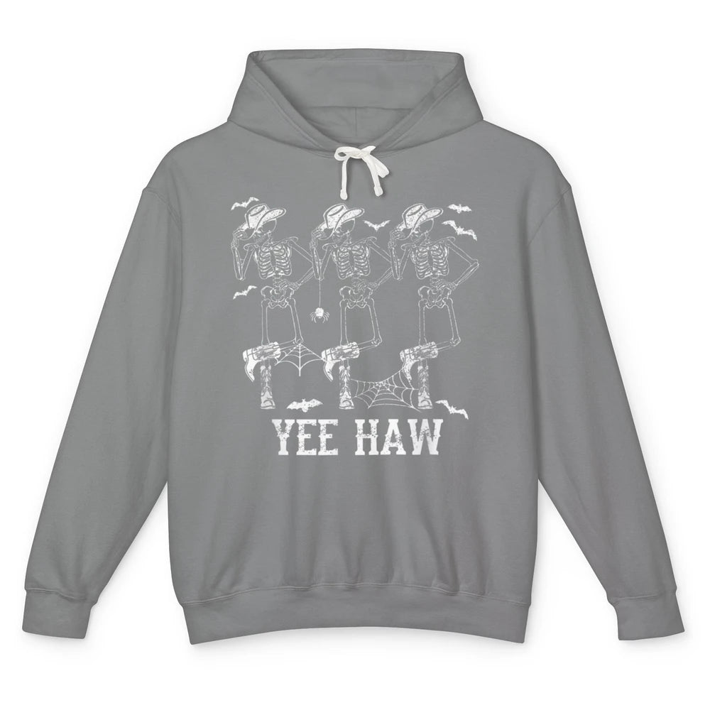 Yee Haw Skeleton Dancing Cowboy Boots Howdy Western Rodeo Unisex Lightweight Hoodie