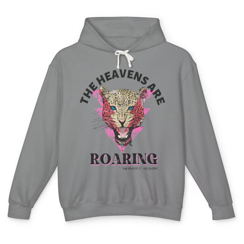 Retro Lion Heavens Are Roaring Bible Lightning Bolt Leopard Unisex Lightweight Hoodie