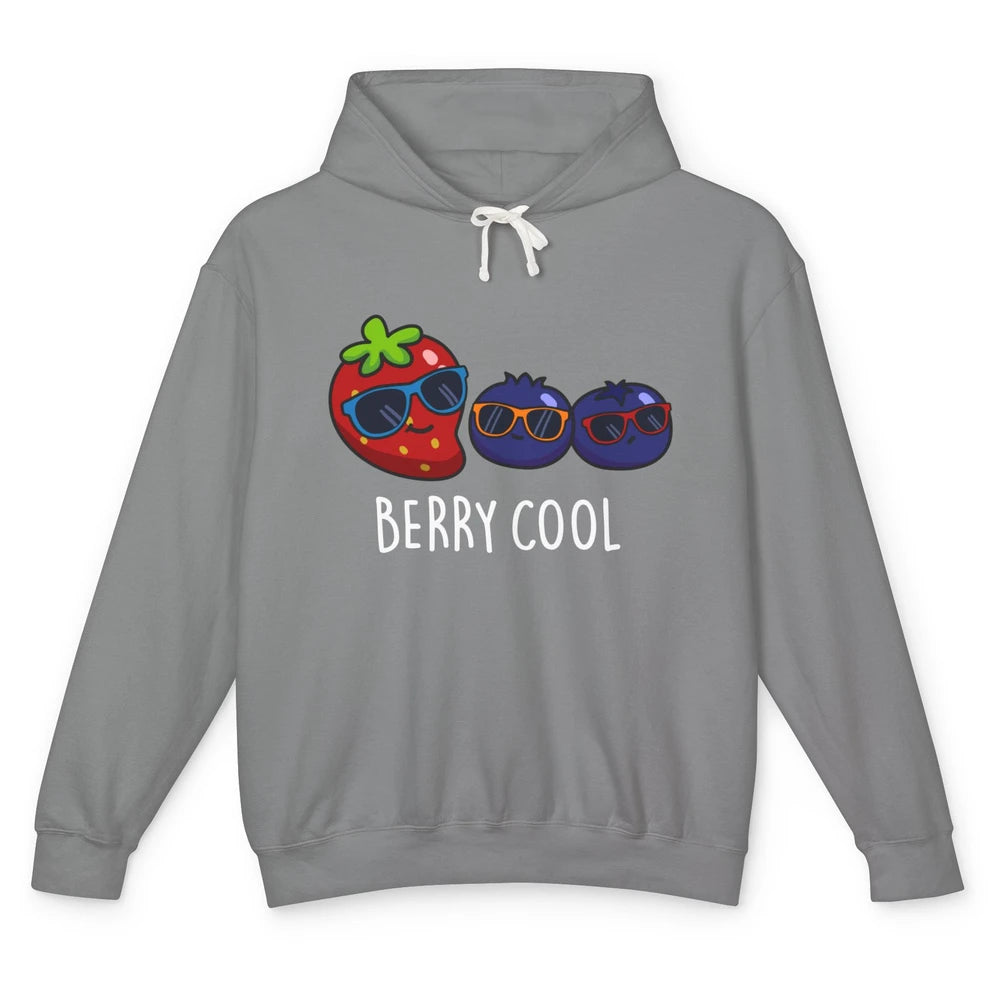 Berry Cool Funny Strawberry Pun Best Friend Summer Retro Unisex Lightweight Hoodie