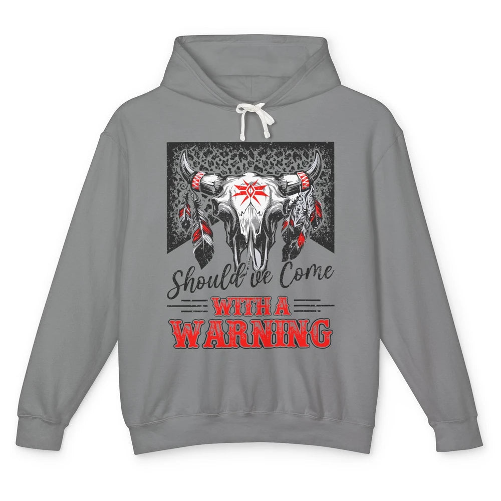 Leopard Bull Skull Should've Come With A Warning Western Unisex Lightweight Hoodie