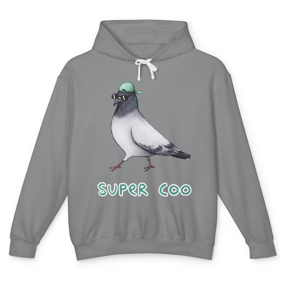 Funny Pigeon With Glasses Cap Super Coo Sarcastic Pigeon Unisex Lightweight Hoodie