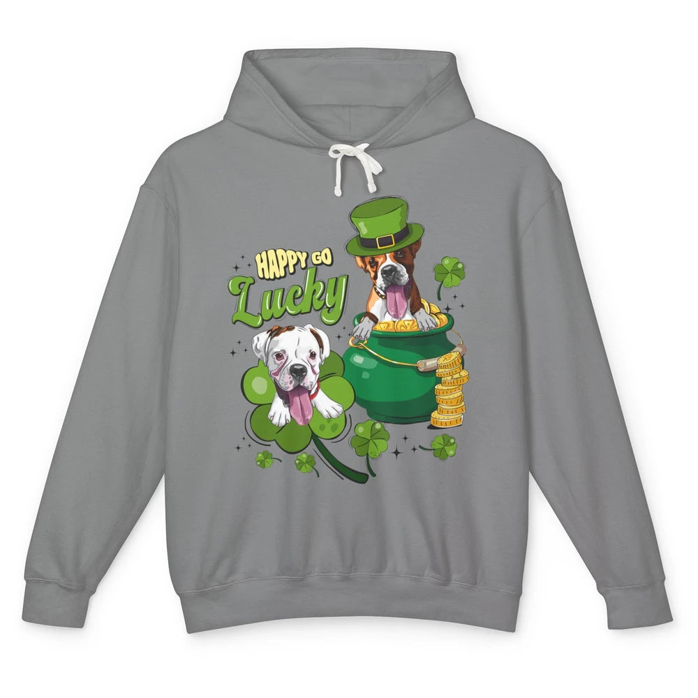 Happy Go Lucky Boxer St Patrick's Day Lucky Boxer Dog Irish Unisex Lightweight Hoodie