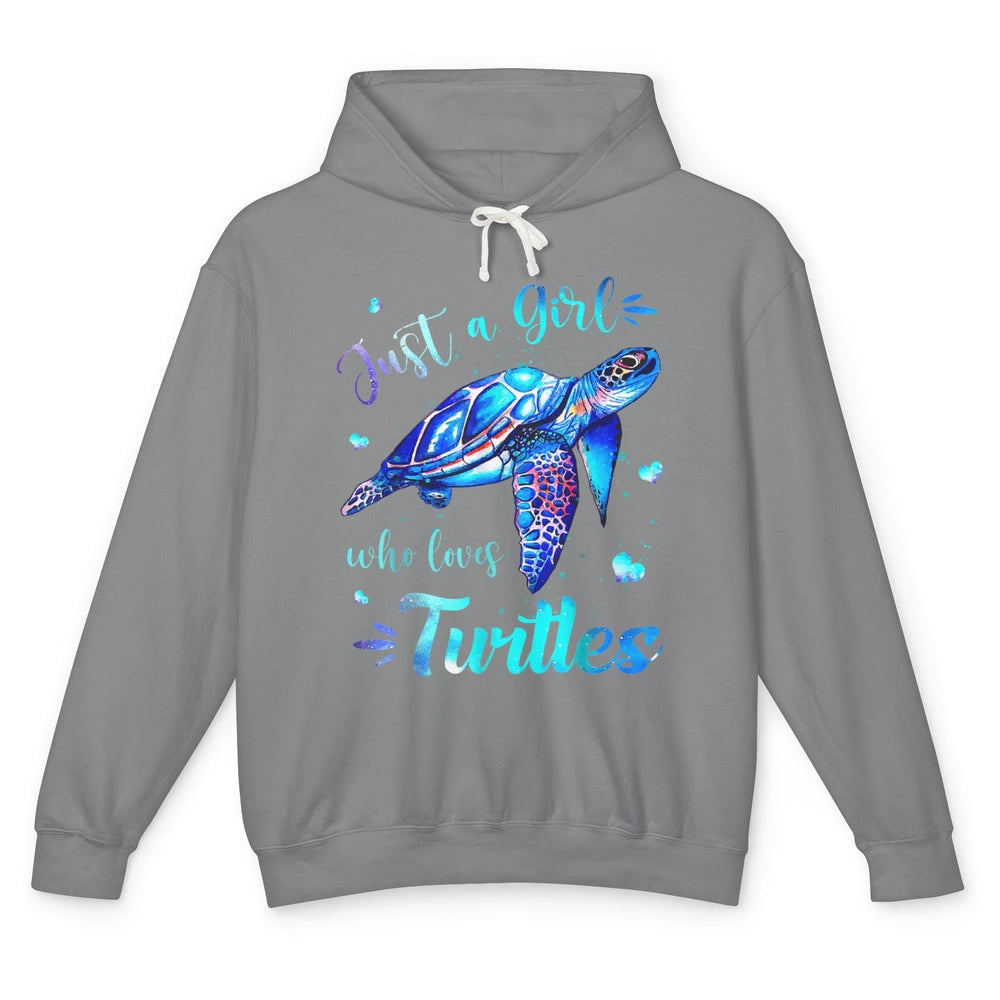 Just Girl Loves Turtles Watercolor Sea Ocean Animal Mammals Unisex Lightweight Hoodie