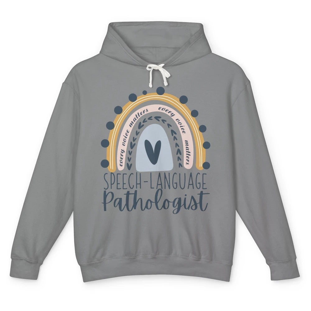 Speech Language Pathologist Every Voice Matters Rainbow SLP Unisex Lightweight Hoodie