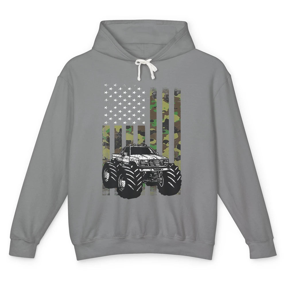 Truck Camo Flag Mud Ride Retro UTV SXS Racer Four Wheeler Unisex Lightweight Hoodie