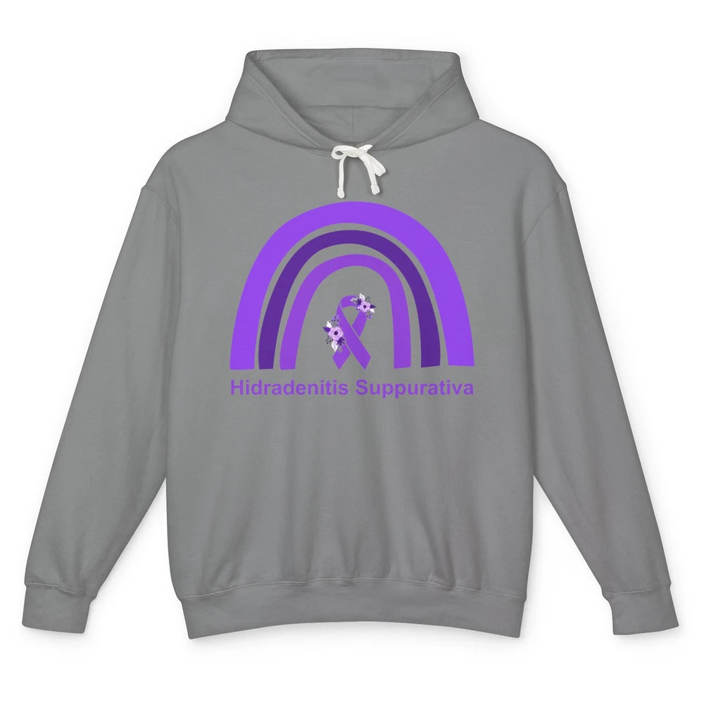 Small Fiber Neuropathy Awareness Floral Purple Rainbow Unisex Lightweight Hoodie