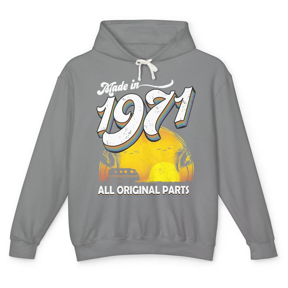 Vintage Born in 1971 All Original Parts 50th Birthday Gift Unisex Lightweight Hoodie