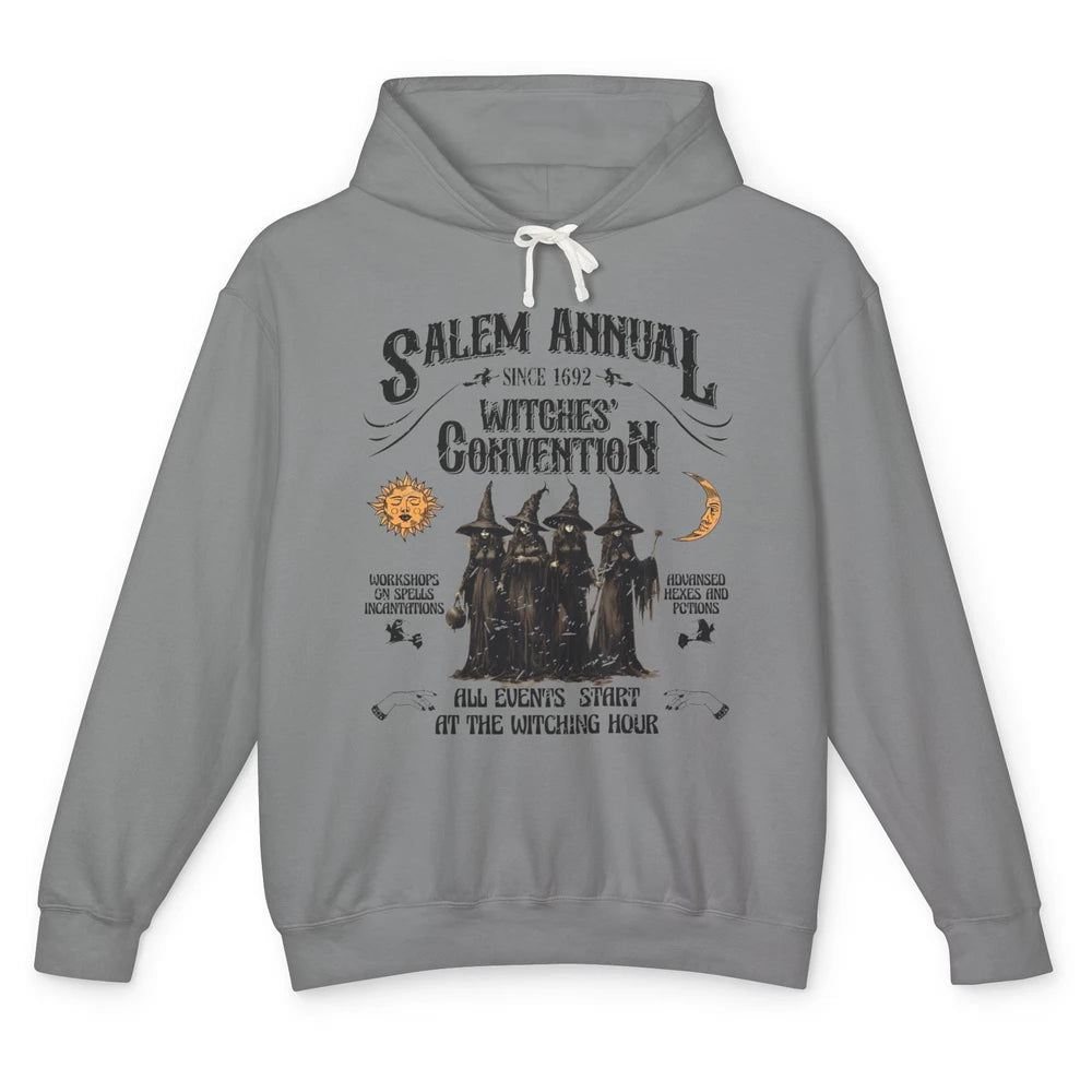 Retro Salem Annual Witches Convention Halloween Witch Magic Unisex Lightweight Hoodie