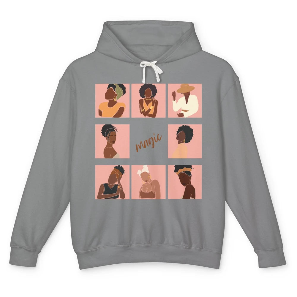 Black Girl Magic Melanin Queen Afro Girl Black History Month Unisex Lightweight Hoodie