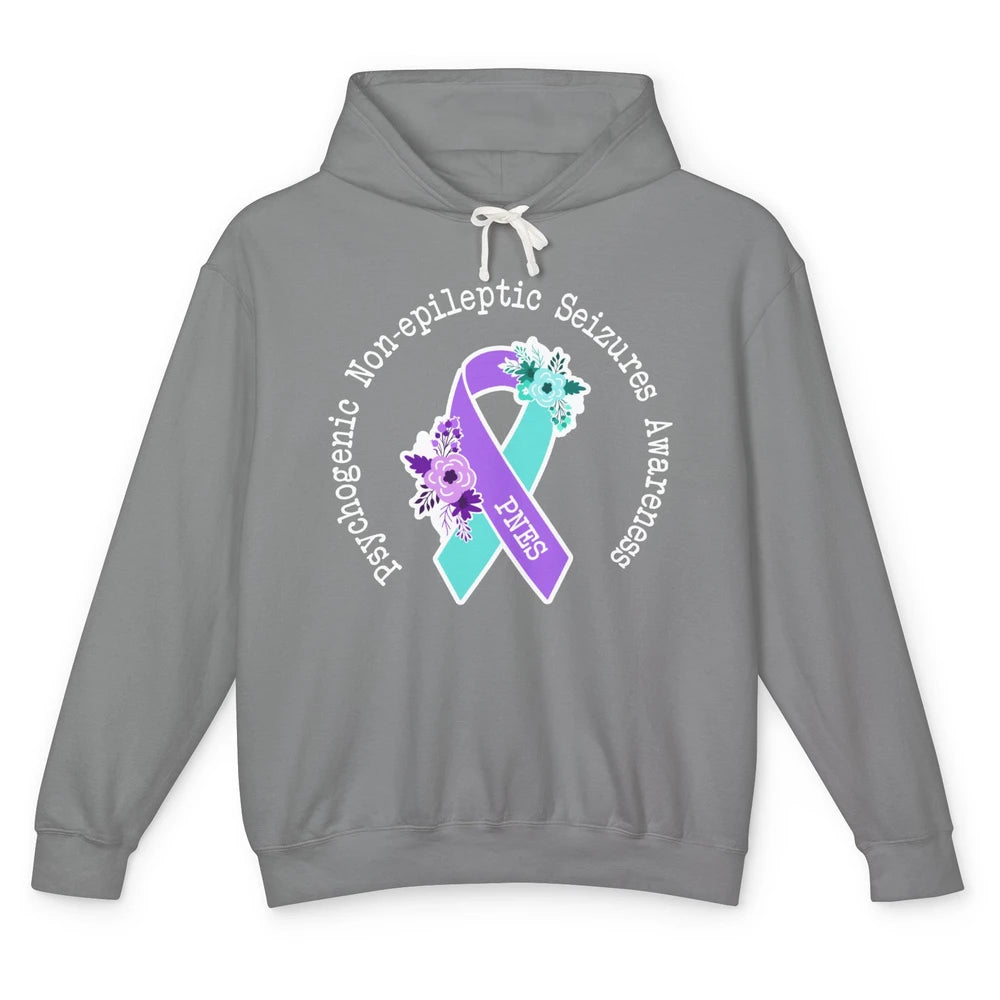 Psychogenic Non-epileptic Seizures PNES Purple Teal Ribbon Unisex Lightweight Hoodie