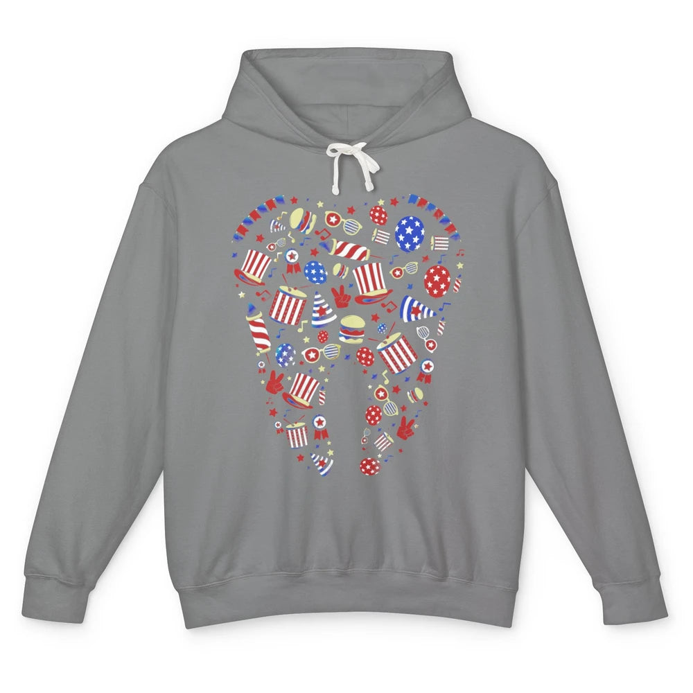 US Flag All American Dental Squad July 4th Patriotic Dentist Unisex Lightweight Hoodie