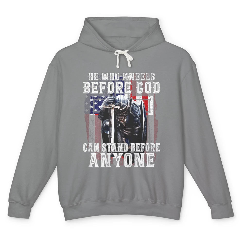 He Who Kneels Before God Jesus Christ Christian Faith Bible Unisex Lightweight Hoodie