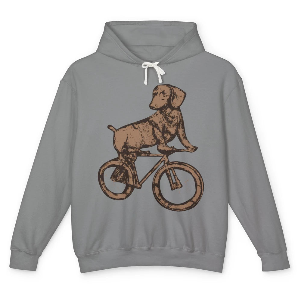 Dachshund On A Bike Funny Dachshund Bicycle Lovers Gift Unisex Lightweight Hoodie