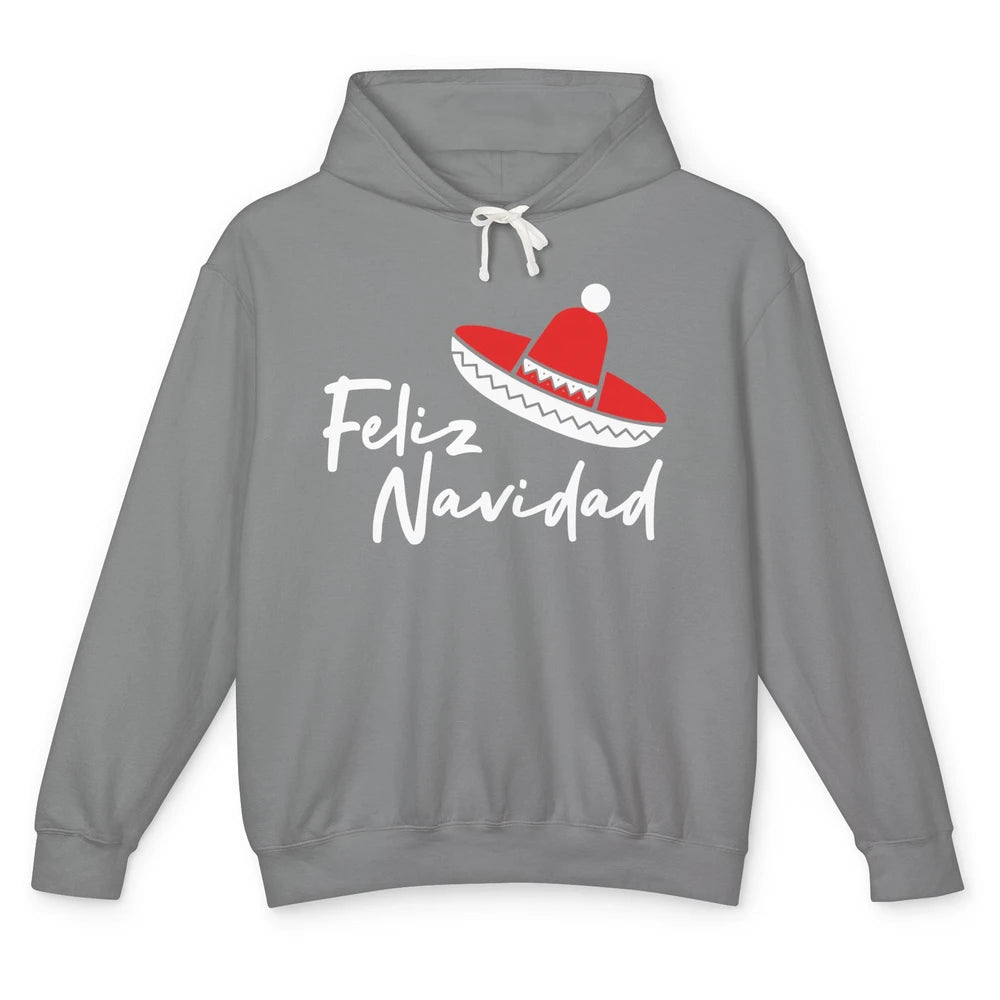 Funny Feliz Navidad Spanish Christmas Mexican Sombrero Gift Unisex Lightweight Hoodie