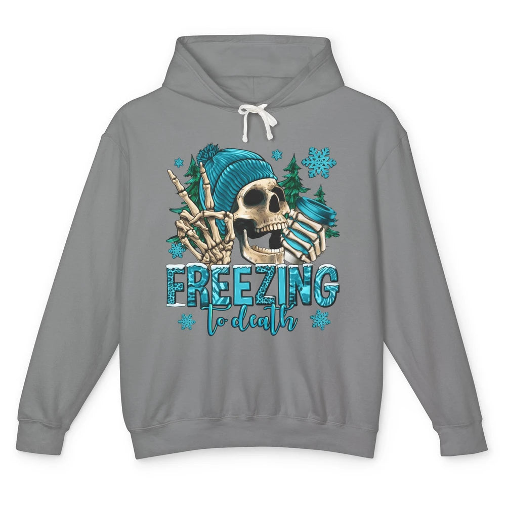 Funny Leopard Skull Freezing To Death Funny Christmas Winter Unisex Lightweight Hoodie