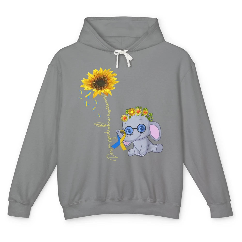 Sunflower Baby Elephant Down Syndrome Awareness Ribbon Unisex Lightweight Hoodie