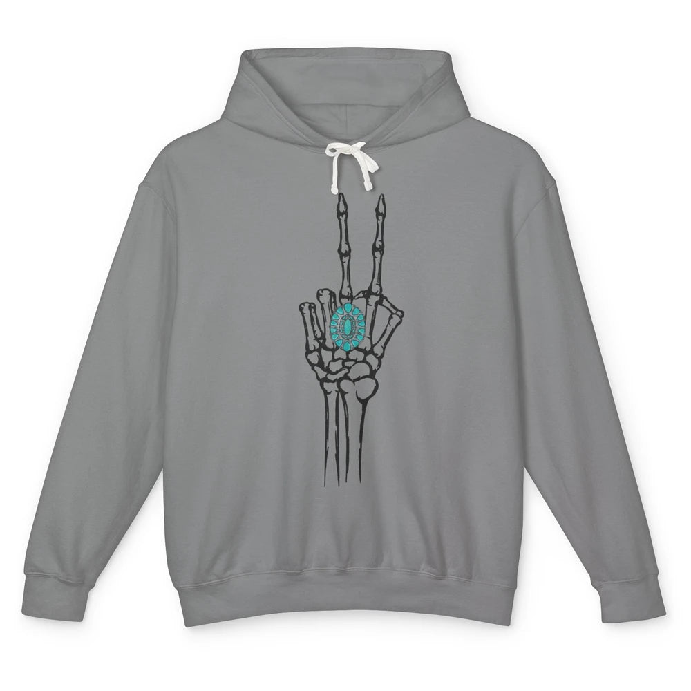 Retro Skeleton Turquoise Ring Western Future Bride Engaged Unisex Lightweight Hoodie