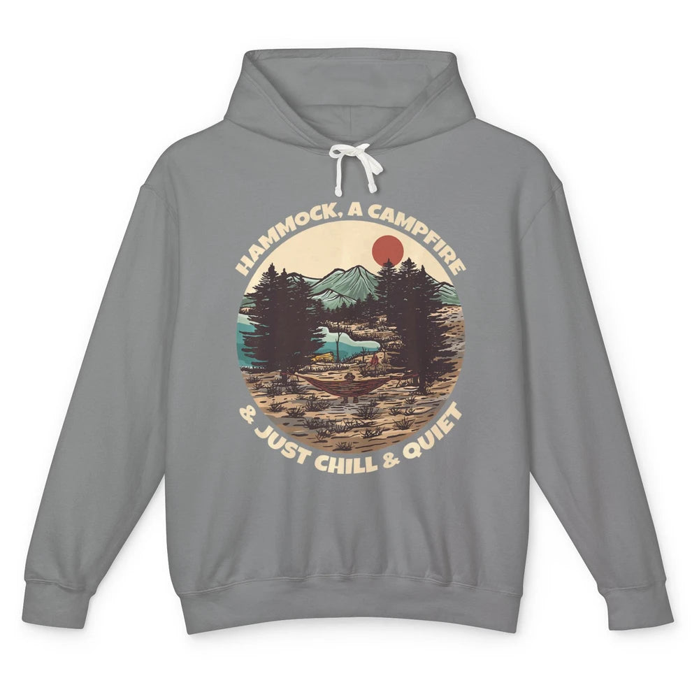 Hammock Campfire Just Chill And Quiet Camping Mountain Retro Unisex Lightweight Hoodie