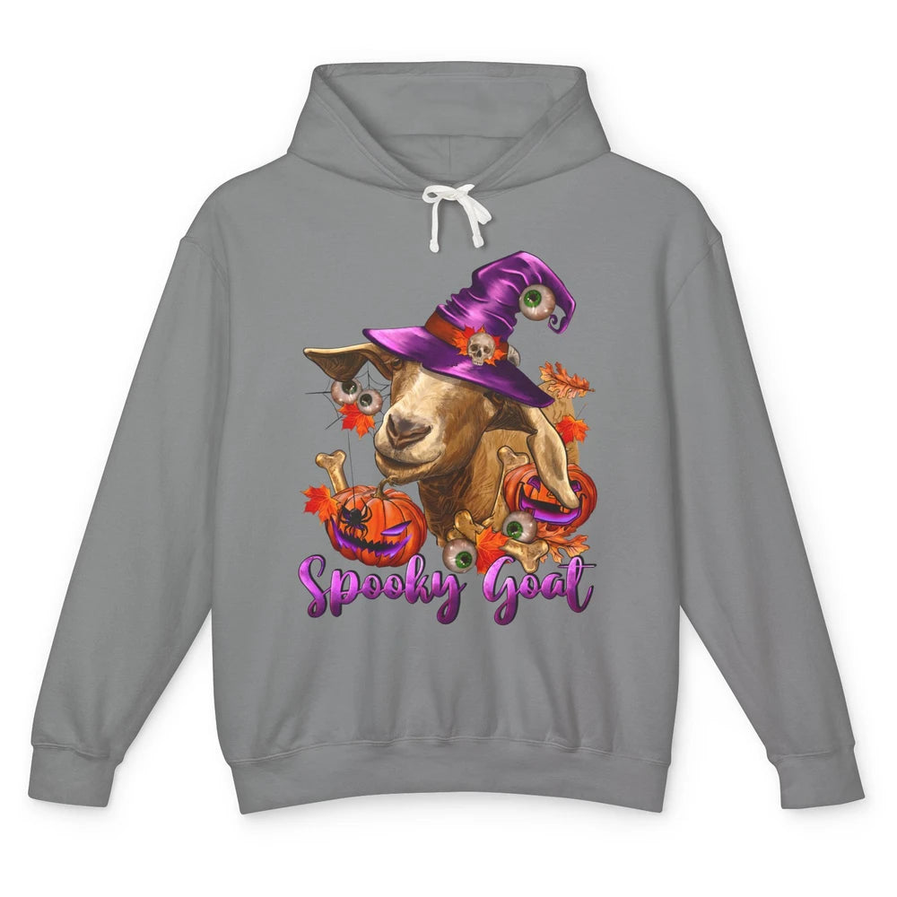 Funny Goat Witch Pumpkin Fall Leaves Halloween Goat Mom Unisex Lightweight Hoodie