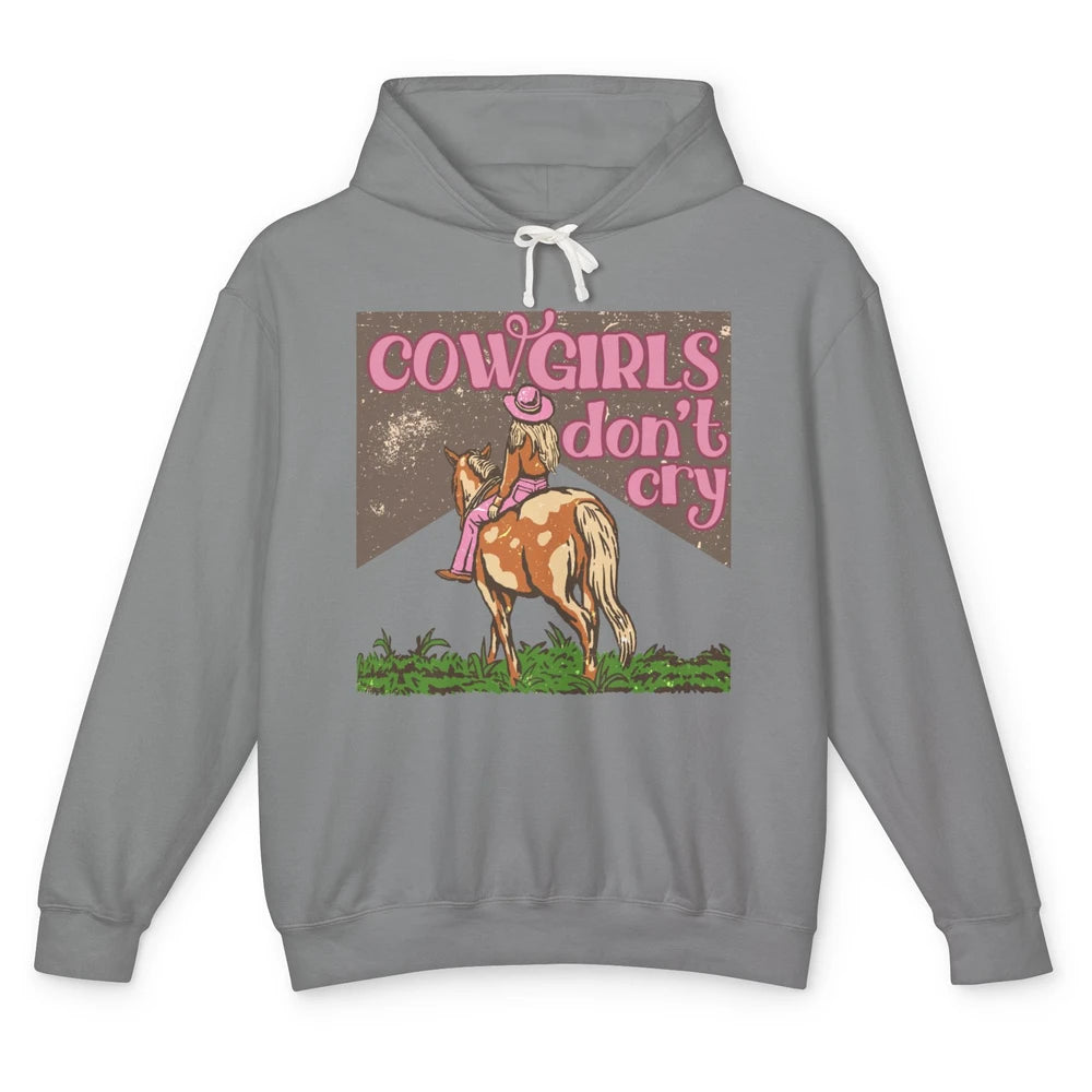 Retro Cowgirls Don't Cry Pink Horseback Rider Western Cowboy Unisex Lightweight Hoodie