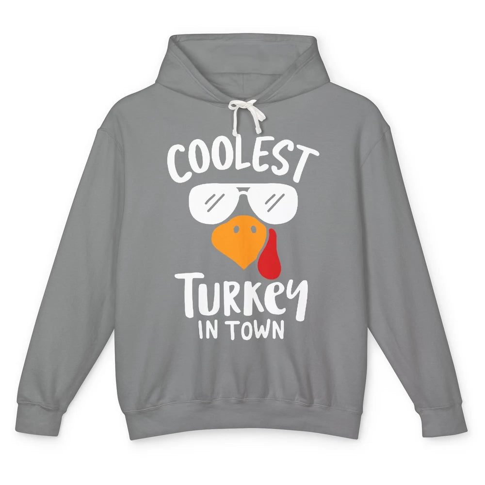 Coolest Turkey in Town Thanksgiving Dinner Funny Turkey Day Unisex Lightweight Hoodie