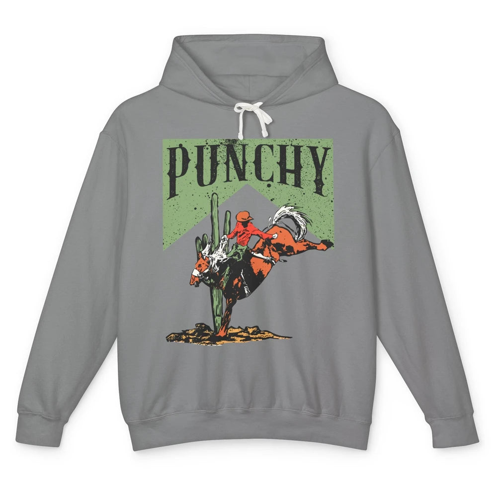 Retro Cowboy Rodeo Punchy Bucking Horse Western Country Unisex Lightweight Hoodie