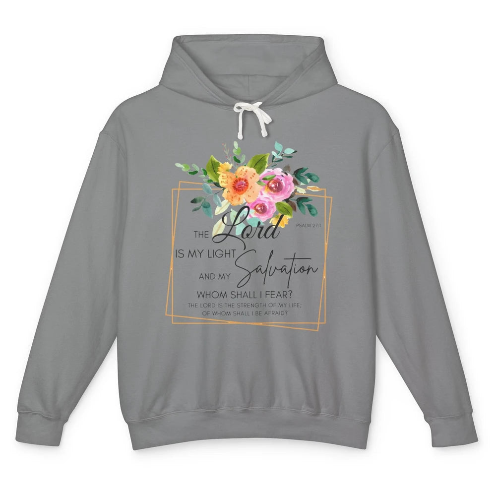 Floral Christian Lord Is My Light Salvation Bible Religious Unisex Lightweight Hoodie