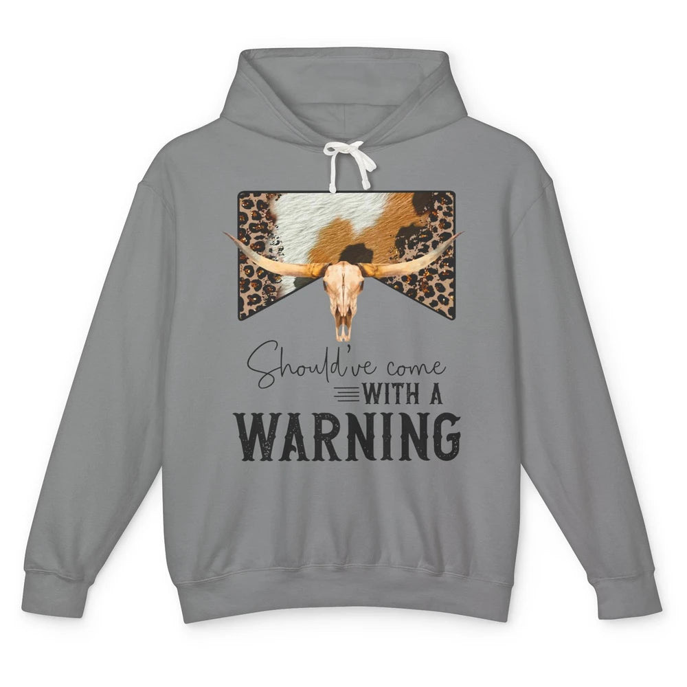 Leopard Cow Skull Should've Come With A Warning Western Unisex Lightweight Hoodie