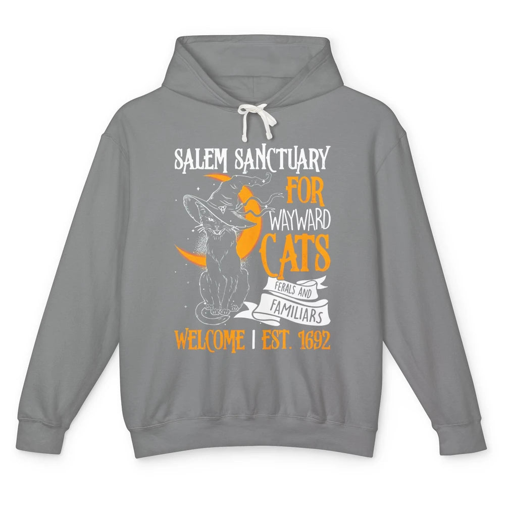 Witch Cat Salem Sanctuary Witch City Halloween Gothic Cat Unisex Lightweight Hoodie