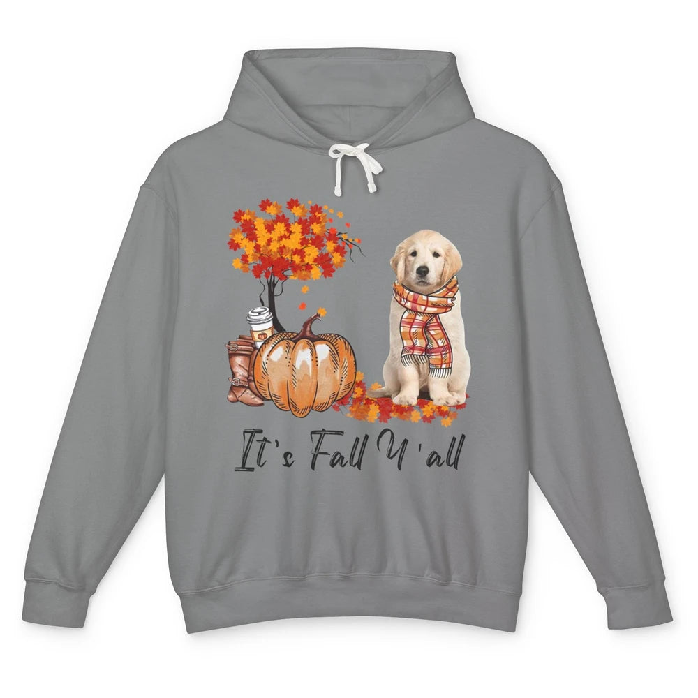 Golden Retriever Pumpkin Happy Fall Yall Autumn Thanksgiving Unisex Lightweight Hoodie