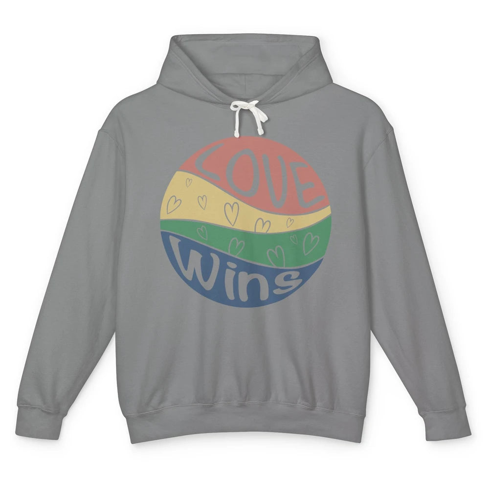 Vintage Love Wins LGBT Gay Pride Month Love Is Love Unisex Lightweight Hoodie