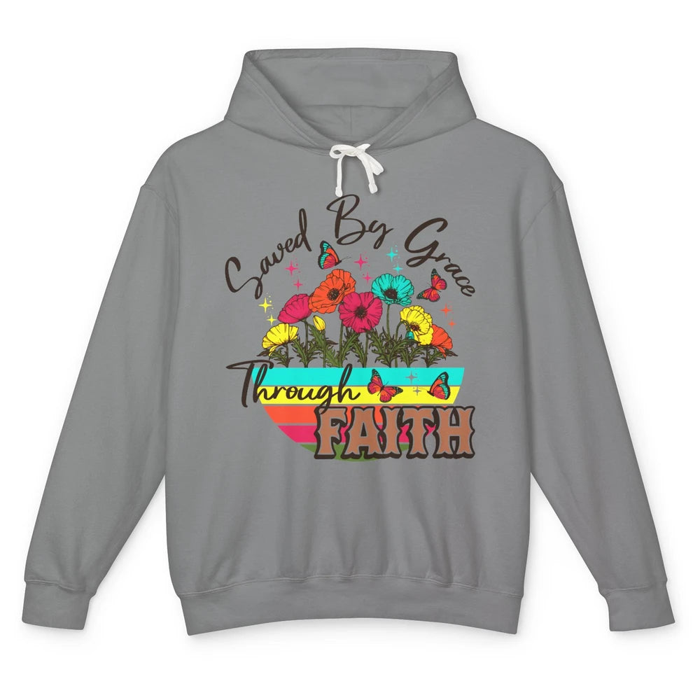 Christian Saved By Grace Through Faith Bible Verse Religious Unisex Lightweight Hoodie