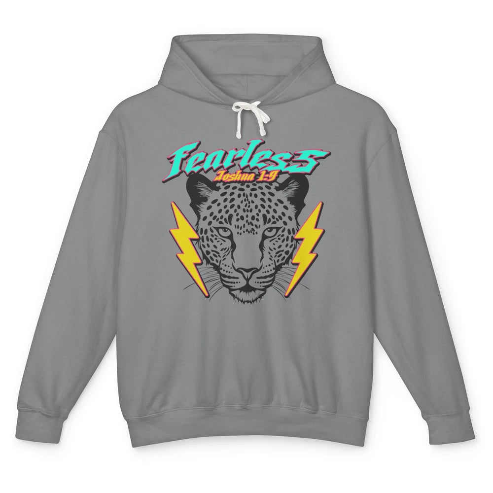 Christian Cheetah Fearless Bible Lightning Bolt Religious Unisex Lightweight Hoodie