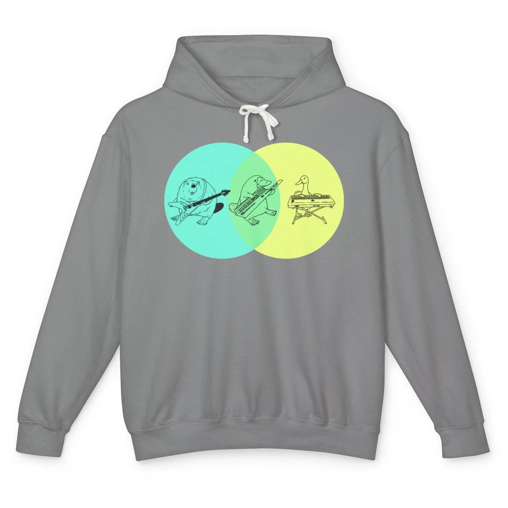 Keytar Platypus Venn Diagram Green Yellow Guitarist Music Unisex Lightweight Hoodie