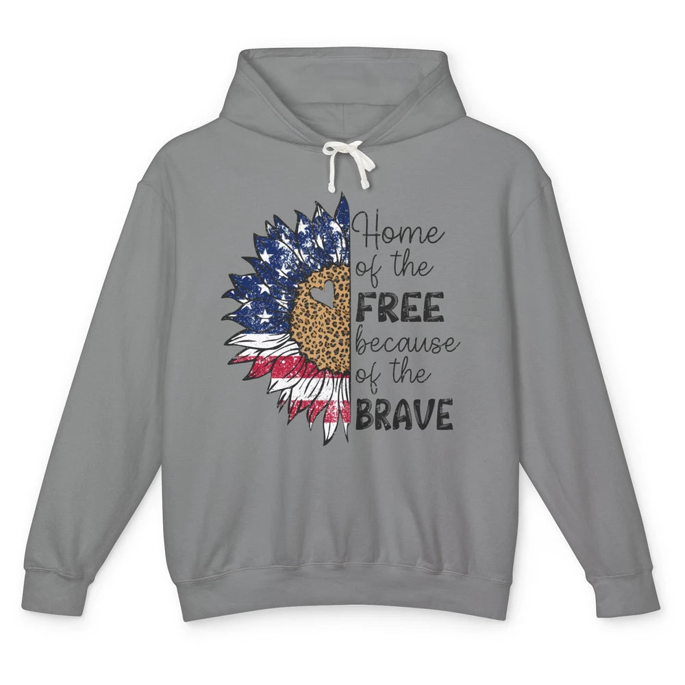 Sunflower 4th Of July Home Of The Free Because Of The Brave Unisex Lightweight Hoodie