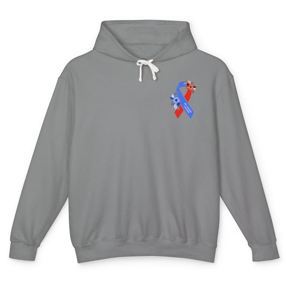 May-thurner Syndrome Awareness Floral Red Blue Ribbon Gift Unisex Lightweight Hoodie