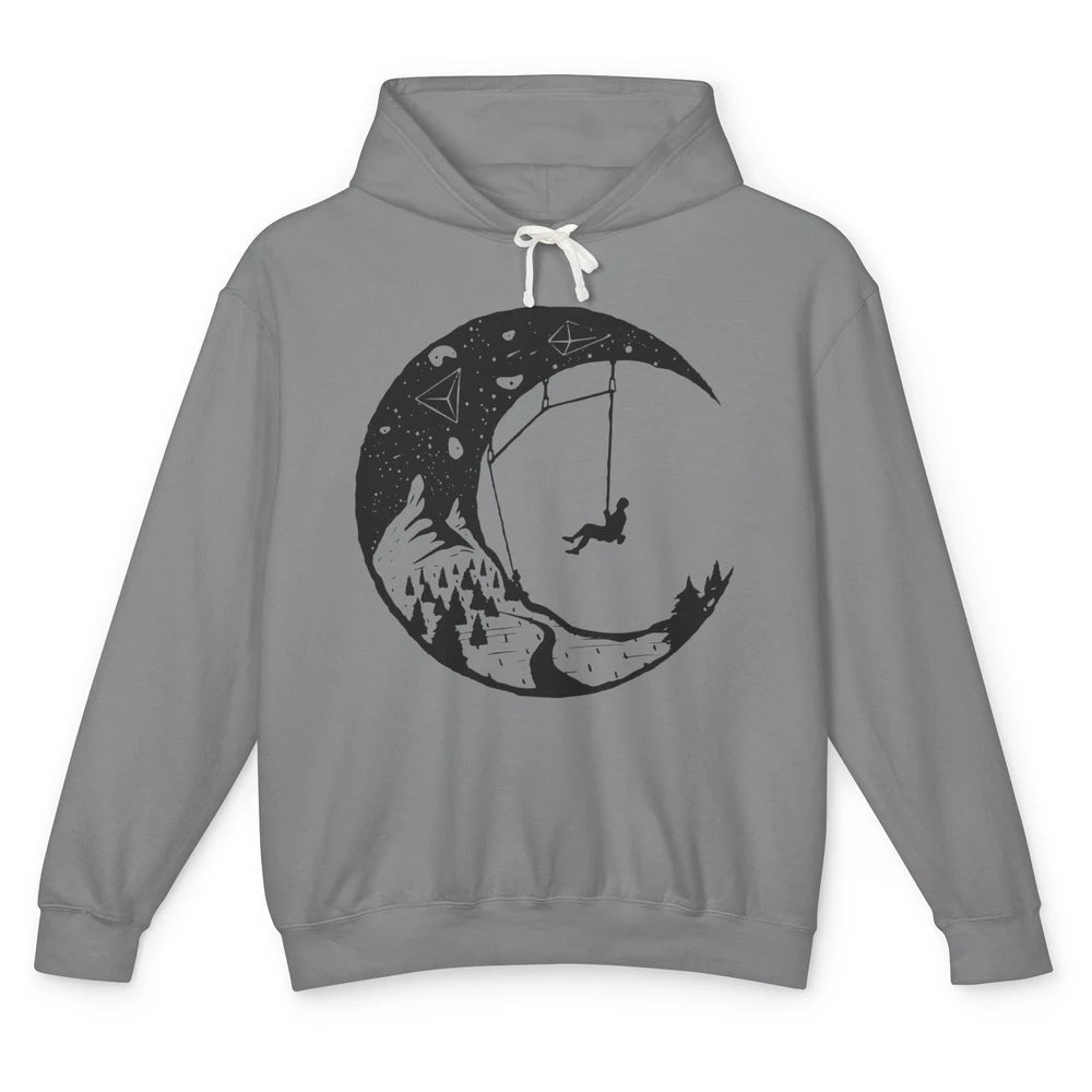 Funny Mountain Rock Climbing On The Moon Space Climber Unisex Lightweight Hoodie