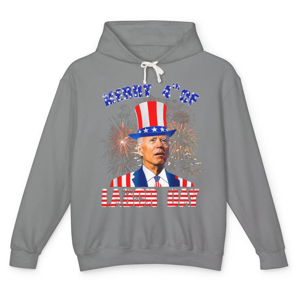 Funny Joe Biden Merry 4th Of Labor Day Humor American Flag Unisex Lightweight Hoodie