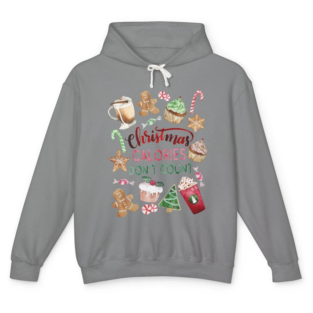 Funny Christmas Favorites Calories Dont Count Christmas Cake Unisex Lightweight Hoodie